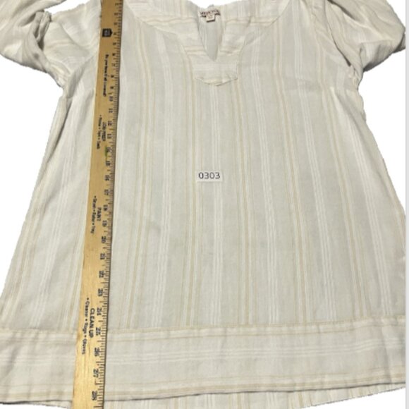 Merona Ladies Large Dual Color 3/4 Sleeve V Neck Cotton Blouse - Picture 12 of 13